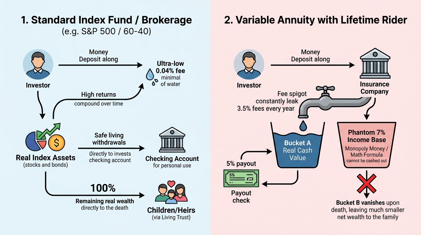 Visual comparison of Brokerage vs Variable Annuity cash flows